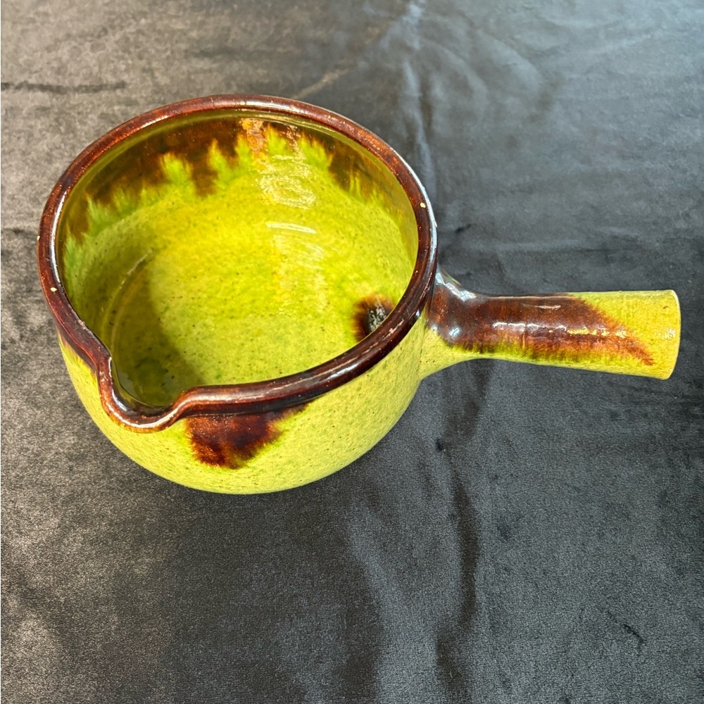 1950s Vallauris Style French Vintage Glazed Ceramic Stone ware Gratin Pot